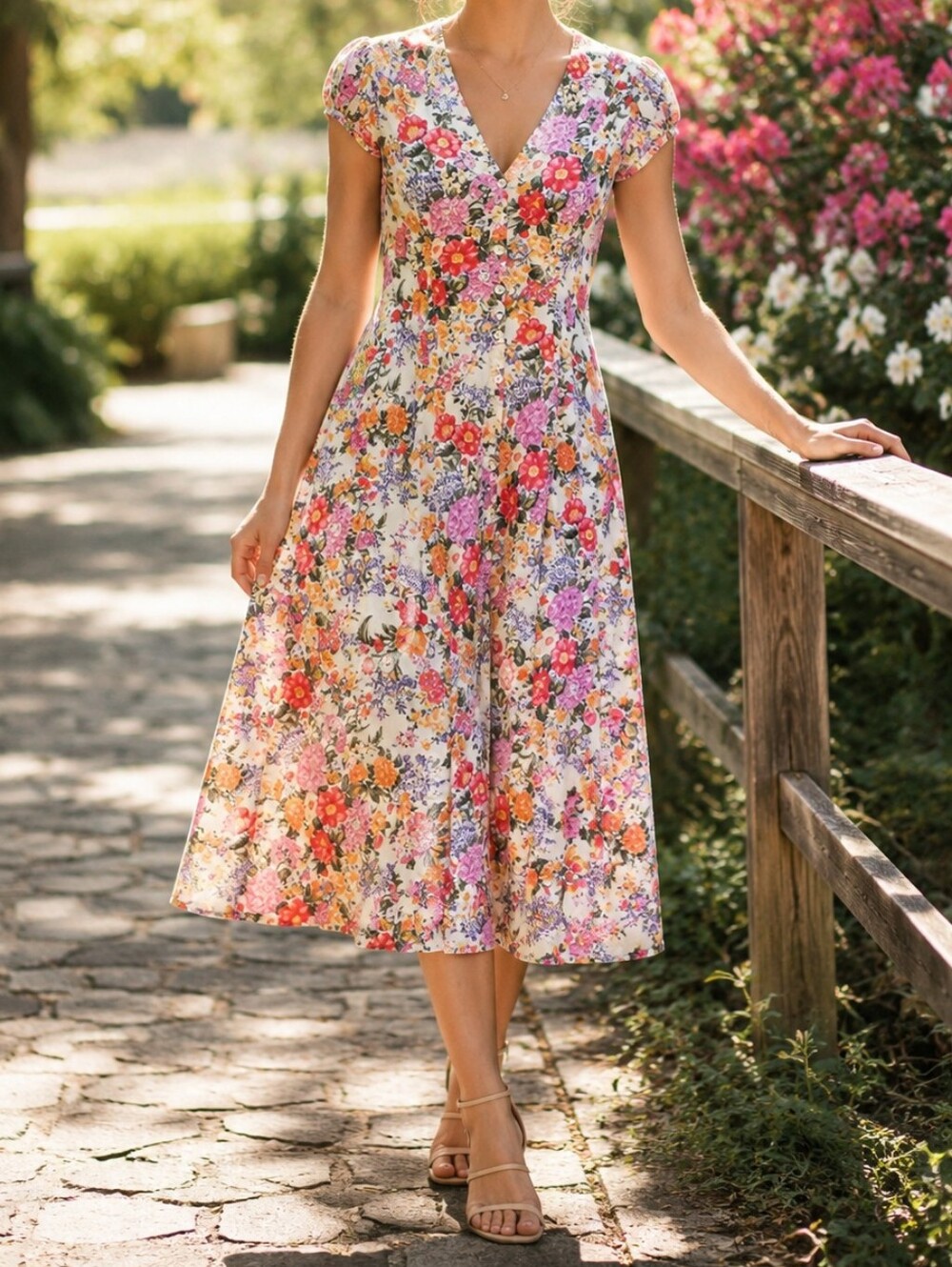Vintage The Cotton Collection Floral Cottagecore Dress | Lace-Up Corset Back